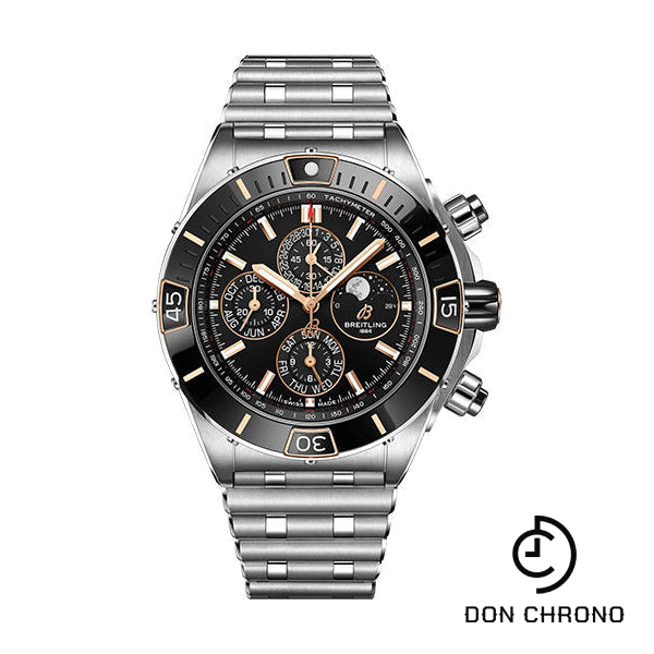 Breitling Super Chronomat 44 Four-Year Calendar Watch - Steel and 18K Red Gold - Black Dial - Metal Bracelet - I19320251B1A1