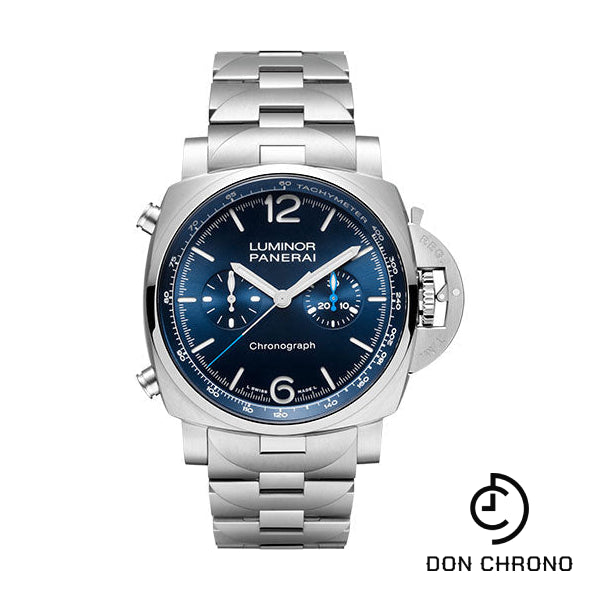 Panerai Luminor Chrono - 44mm Brushed Steel Case - Blue Sun-Brushed Dial - PAM01110