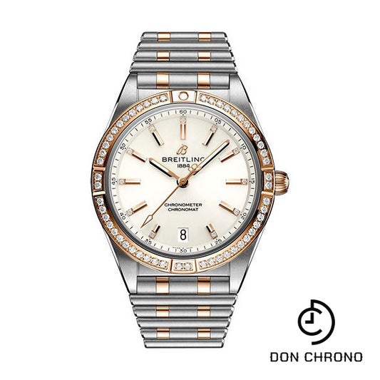 Breitling Chronomat Automatic 36 Watch - Steel and 18K Red Gold (Gem-set) - White Diamond Dial - Metal Bracelet - U10380591A1U1