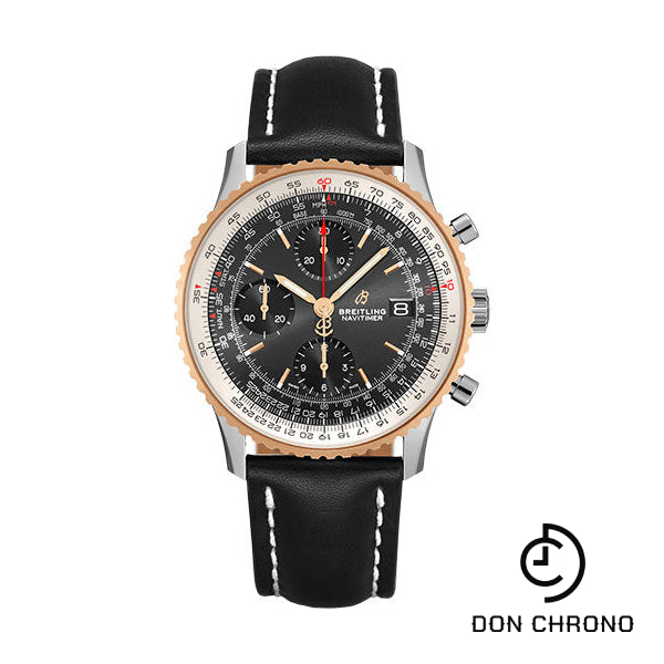 Breitling Navitimer Chronograph 41 Watch - Steel & Red Gold - Black Dial - Black Leather Strap - Folding Buckle - U13324211B1X2