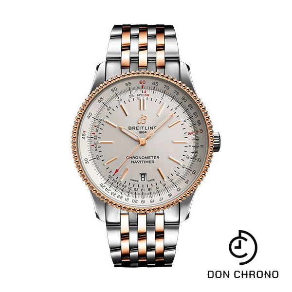 Breitling Navitimer Automatic 41 Watch - Steel and 18K Red Gold - Silver Dial - Metal Bracelet - U17326211G1U1