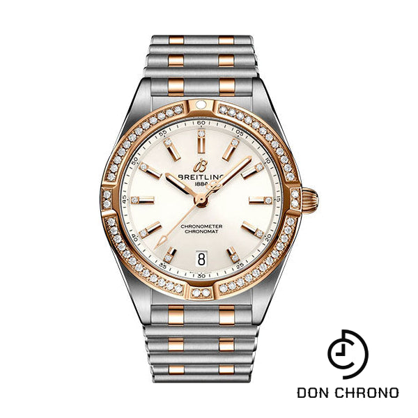 Breitling Chronomat 32 Watch - Steel and 18K Red Gold (Gem-set) - White Diamond Dial - Metal Bracelet - U77310591A1U1