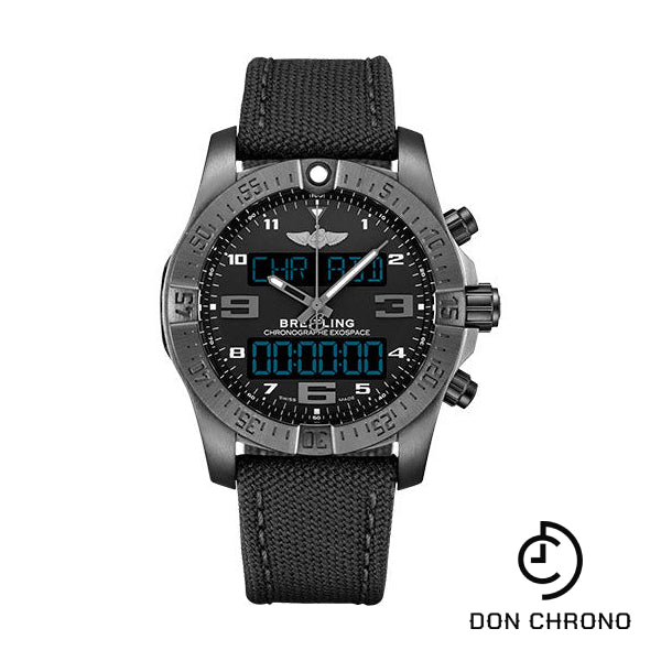 Breitling Exospace B55 Watch - Black Titanium - Volcano Black Dial - Anthracite Military Strap - Tang Buckle - VB5510H11B1W1