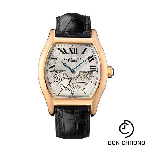 Cartier Tortue Xl Watch - Pink Gold Case - Silvered Dial - Hand-Sewn Full-Grain Alligator Strap - W1553551