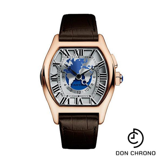 Cartier Tortue XXL Multiple Time Zones Watch - 51 mm Pink Gold Case - Brown Alligator Strap - W1580049