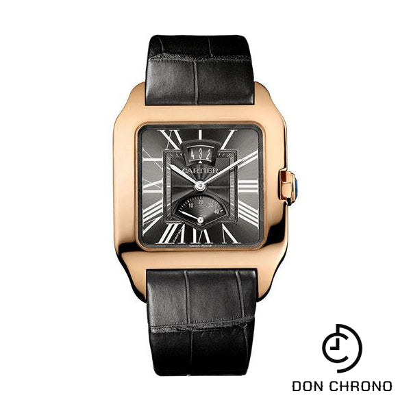 Cartier Santos Dumont Power Reserve Watch - 38 mm Pink Gold Case - Gray Dial - Gray Alligator Strap - W2020068