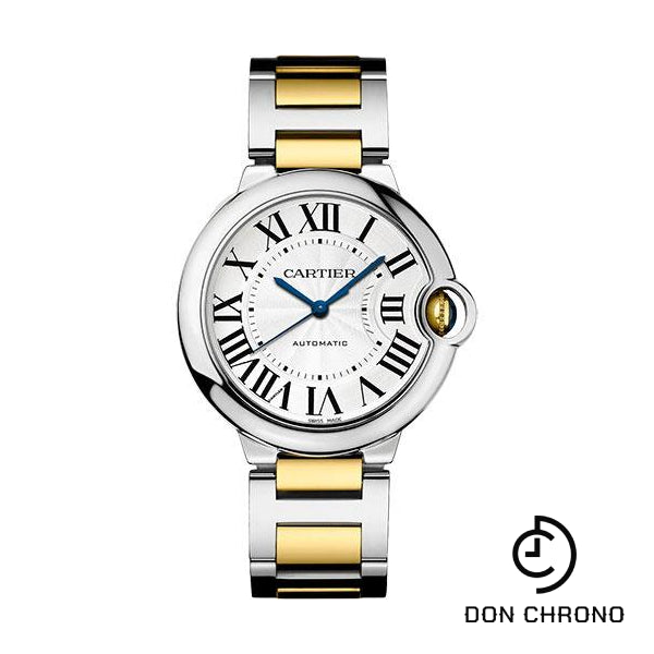 Cartier Ballon Bleu de Cartier Watch - 36 mm Steel and Yellow Gold Case - Silvered Dial - Interchangeable Two-Tone Bracelet - W2BB0030