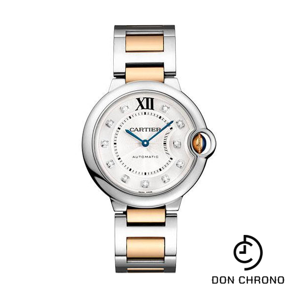 Cartier Ballon Bleu de Cartier Watch - 36 mm Steel Case - Diamond Dial - Pink Gold And Steel Bracelet - W3BB0018