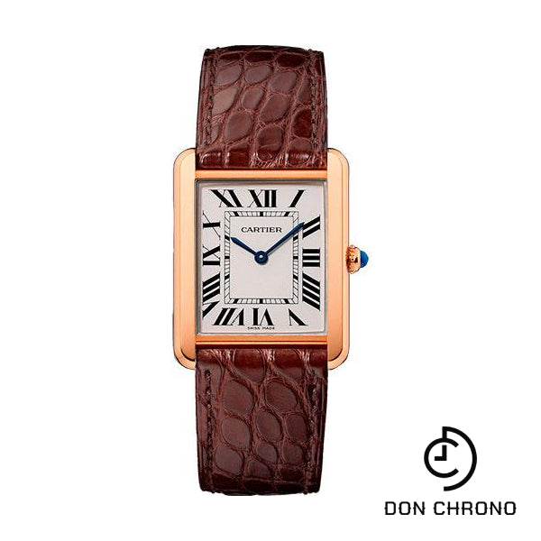Cartier Tank Solo Watch - 34.8 mm Pink Gold Case - Brown Alligator Strap - W5200025
