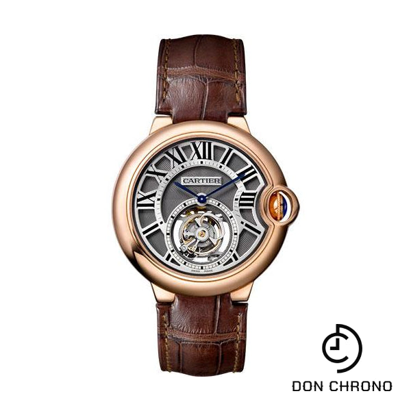 Cartier Ballon Bleu De Cartier Watch - 39 mm Pink Gold Case - Grey Dial - Brown Alligator Strap - W6920104