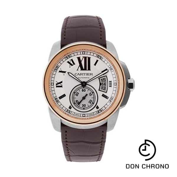 Cartier Calibre de Cartier Watch - 42 mm Steel Case - Pink Gold Bezel - Snailed Dial - Alligator Strap - W7100039