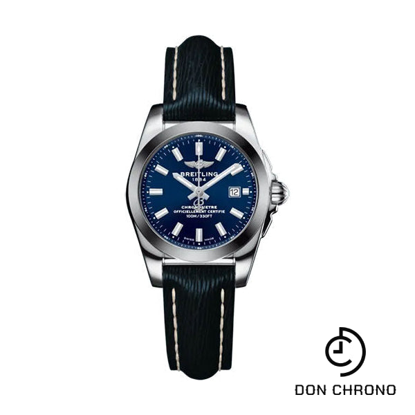 Breitling Galactic 29 Sleek Watch - Steel and Tungsten - Blue Dial - Blue Calfskin Leather Strap - Tang Buckle - W72348121C1X1