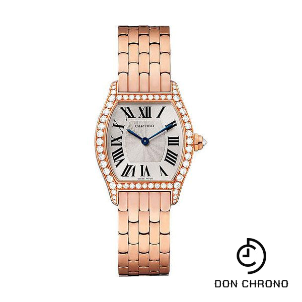 Cartier Tortue Watch - 30 mm Pink Gold Set Diamond Case - Pink Gold Bracelet - WA501010