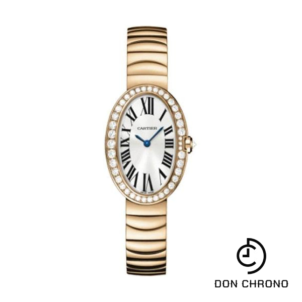 Cartier Baignoire Watch - Small Pink Gold Diamond Case - Gold Bracelet - WB520002
