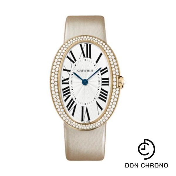 Cartier Baignoire Watch - Large Pink Gold Diamond Case - Fabric Strap - WB520005