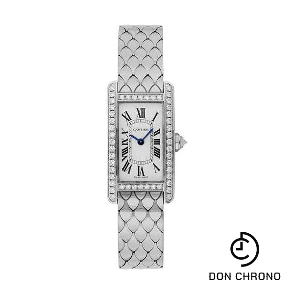 Cartier Tank Americaine Small Model Watch - 19 x 34.8 mm White Gold Diamond Case - WB710009