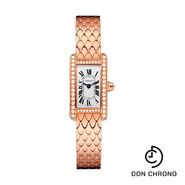 Cartier Tank Americaine Watch - 27 mm Pink Gold Diamond Case - Diamond Bezel - Diamond Dial - WB710012