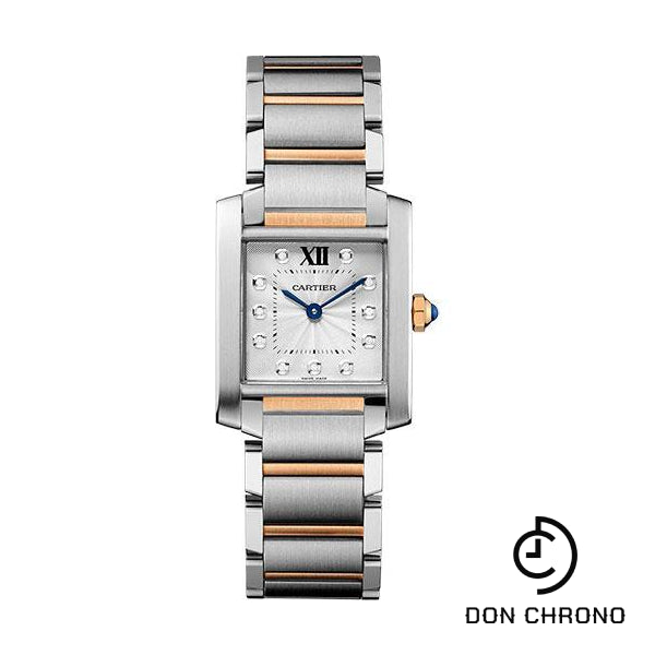 Cartier Tank Francaise Watch - 30.4 mm Pink Gold Case - Diamond Dial - Steel Bracelet - WE110005