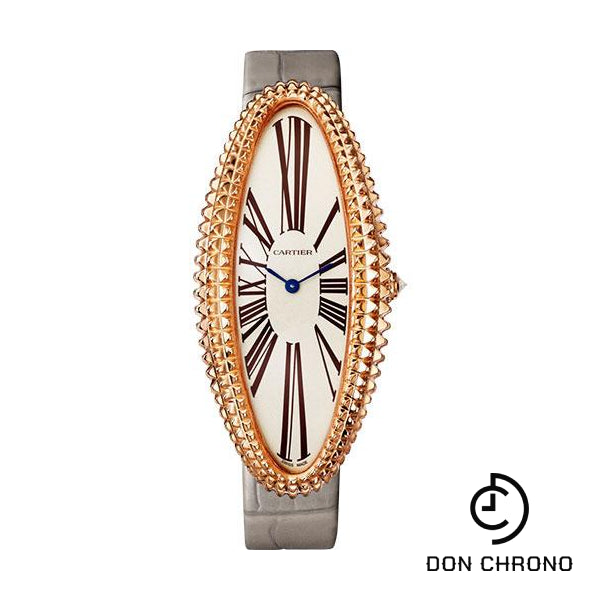 Cartier Baignoire Allongee Watch - 52 mm Pink Gold Case - Light Gray Strap - WGBA0010