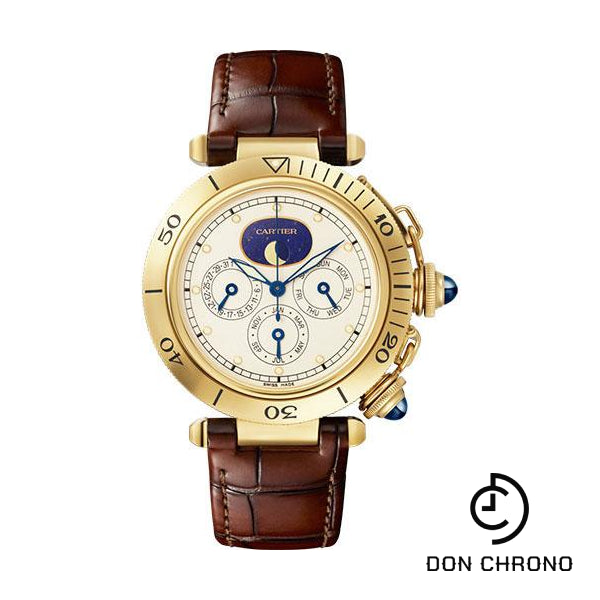 Cartier Pasha de Cartier Watch - 38 mm Yellow Gold Case - Silvered Dial - Brown Alligator Strap Limited Edition of 100 - WGPA0022