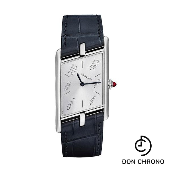 Cartier Tank Asymetrique Watch - 47.15 mm x 26.10 mm Platinum Case - Silvered Dial - Dark Grey Alligator Strap Limited Edition of 100 - WGTA0042