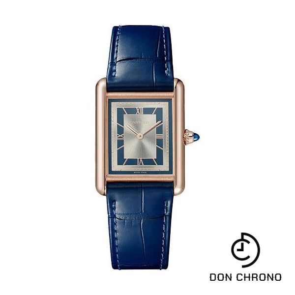 Cartier Tank Louis Cartier Watch - 33.7 mm x 25.5 mm Rose Gold Case - Silvery Blue Dial - Navy Blue Alligator Strap - WGTA0058