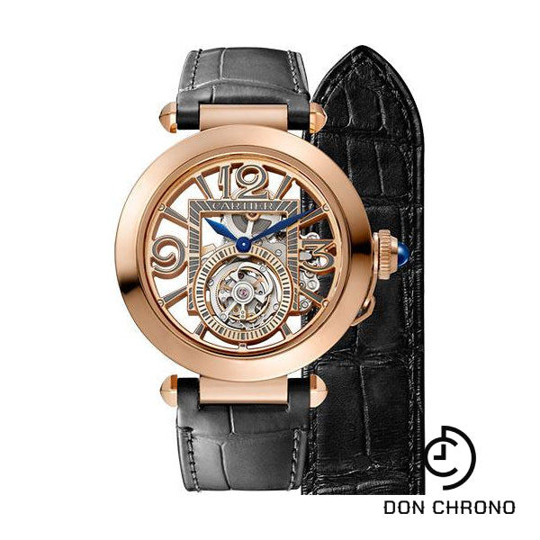 Cartier Pasha de Cartier Watch - 41 mm Pink Gold Case - Skeleton Dial - Black And Dark Gray Alligator Straps - WHPA0006