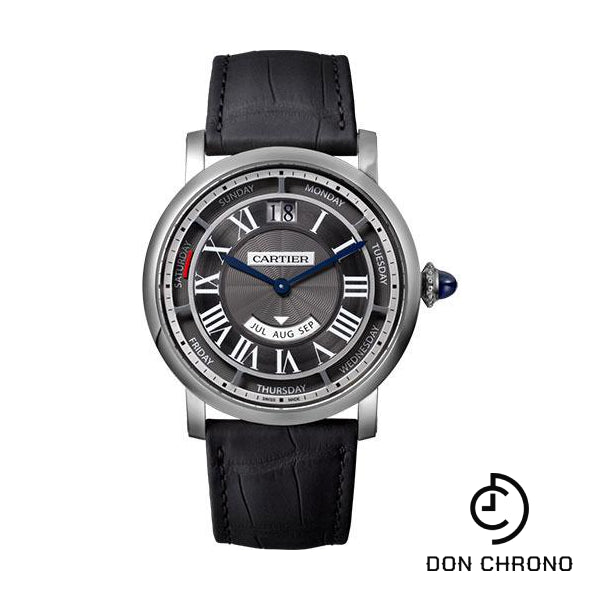 Cartier Rotonde de Cartier Annual Calendar Watch - 40 mm White Gold Case - Grey Dial - Black Alligator Strap - WHRO0003