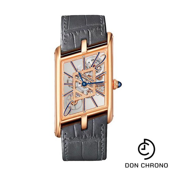 Cartier Tank Asymetrique Watch - 47.15 mm x 26.20 mm Rose Gold Case - Skeleton Dial - Brown And Dark Gray Alligator Straps Limited Edition of 100 - WHTA0011