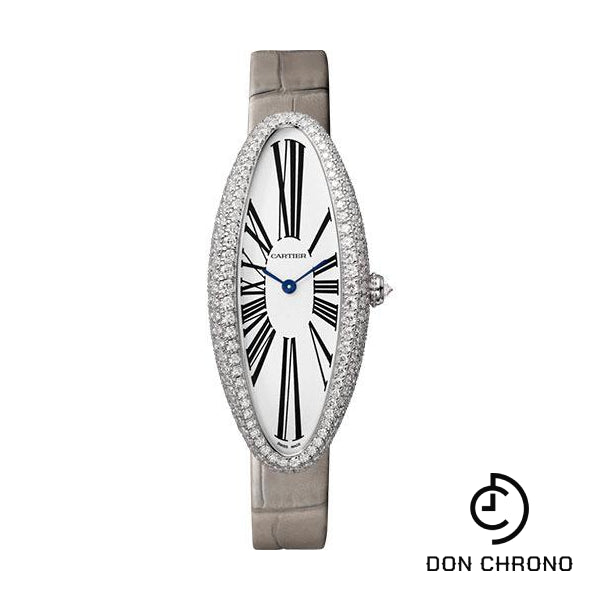 Cartier Baignoire Allongee Watch - 47 mm White Gold Diamond Case - Light Gray Strap - WJBA0007