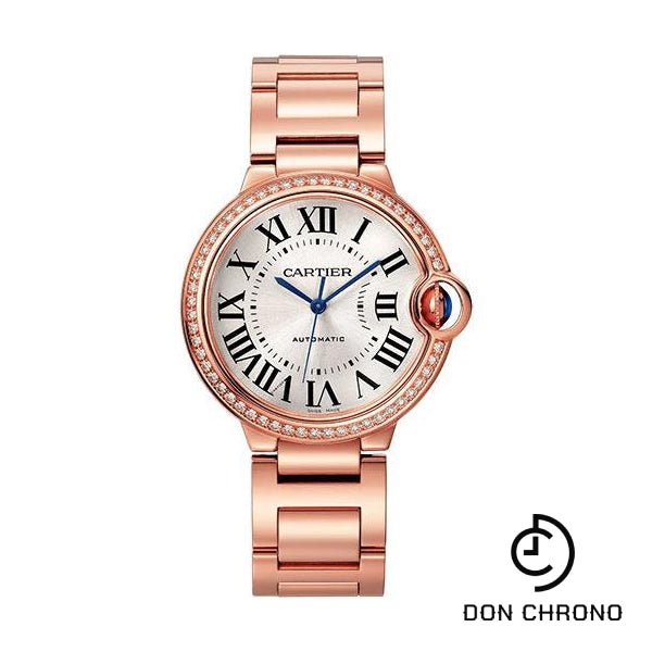 Cartier Ballon Bleu de Cartier Watch - 36 mm Rose Gold Diamond Case - Silvered Sunray-Brushed Dial - Interchangeable Bracelet - WJBB0064