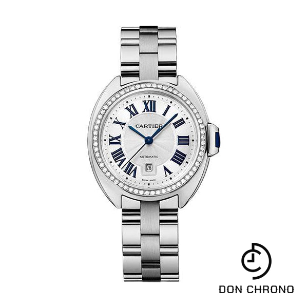 Cartier Cle De Cartier Watch - 31 mm White Gold Diamond Case - Diamond Bezel - Silver Dial - WJCL0002