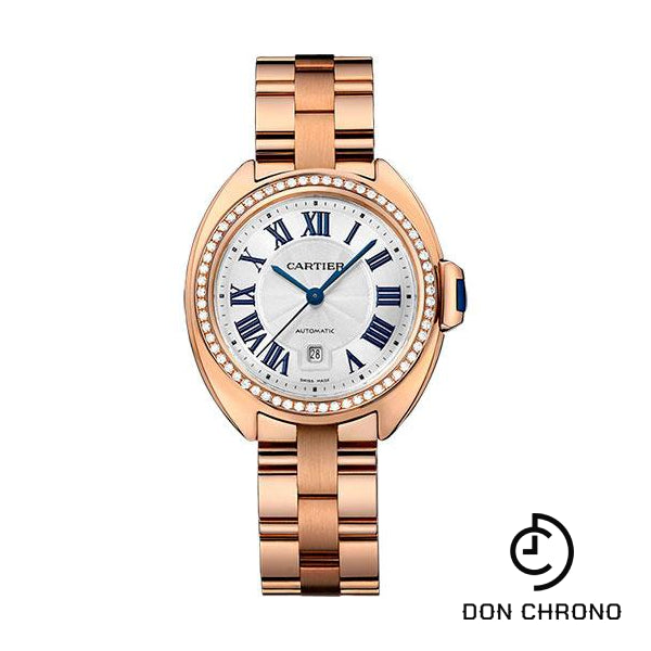 Cartier Cle De Cartier Watch - 31 mm Pink Gold Diamond Case - Diamond Bezel - Silver Dial - WJCL0003