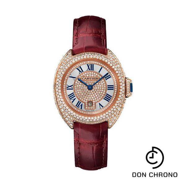 Cartier Cle de Cartier Watch - 31 mm Pink Gold Diamond Case - Pink Gold Diamond Dial - Bourdeau Alligator Strap - WJCL0035