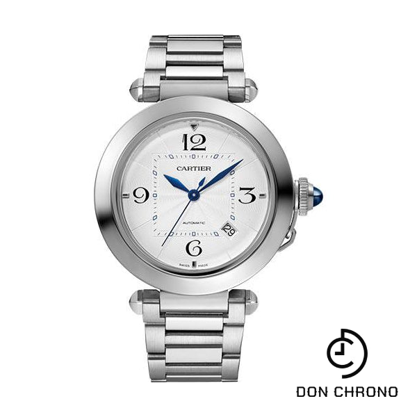 Cartier Pasha de Cartier Watch - 41 mm Steel Case - Silver Dial - Bracelet - Second Dark Gray Alligator Strap - WSPA0009