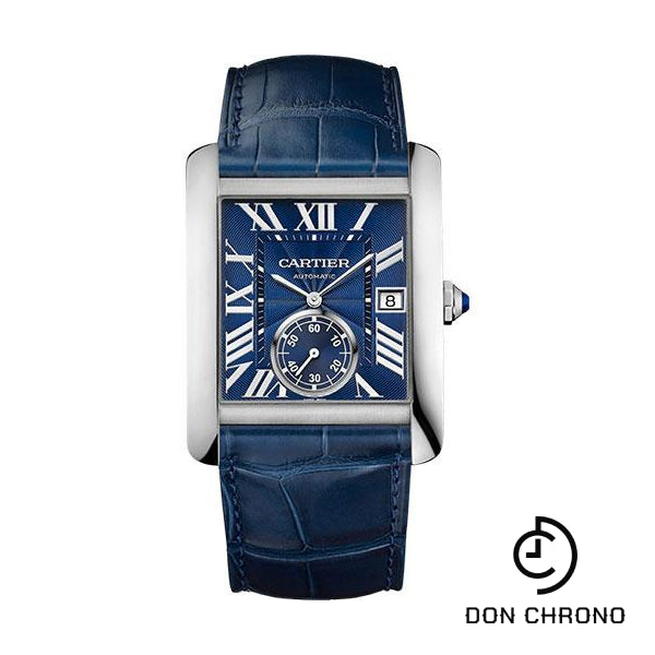 Cartier Tank MC Watch - 34.3 mm Steel Case - Blue Dial - Dark Blue Alligator Strap - WSTA0010