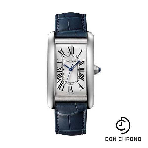 Cartier Tank Americaine Watch - 45.10 mm Steel Case - Navy Blue Alligator Strap - WSTA0018