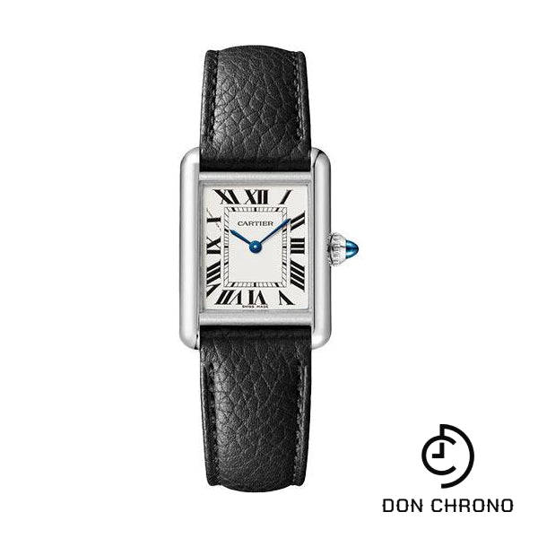 Cartier Tank Must Watch - 29.5 mm x 22 mm Steel Case - Silvered Dial - Interchangeable Black Grained Calfskin Strap - WSTA0042