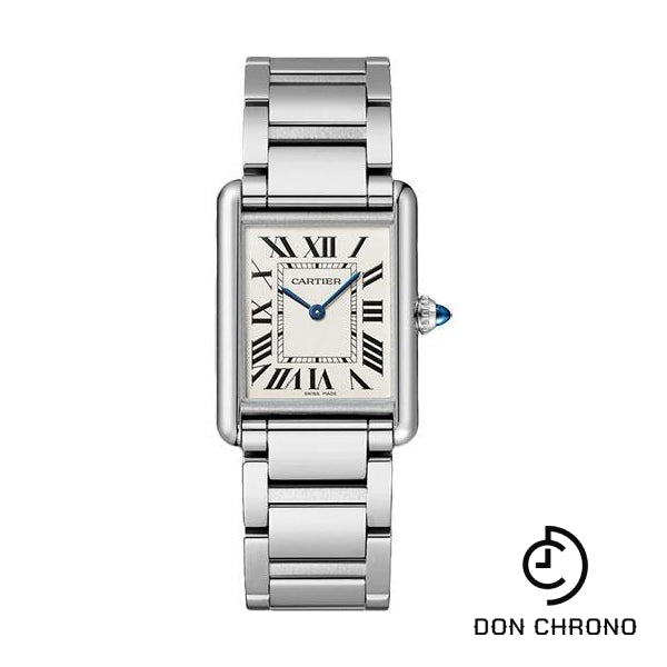 Cartier Tank Must Watch - 33.7 mm x 25.5 mm Steel Case - Silvered Dial - Interchangeable Bracelet - WSTA0052