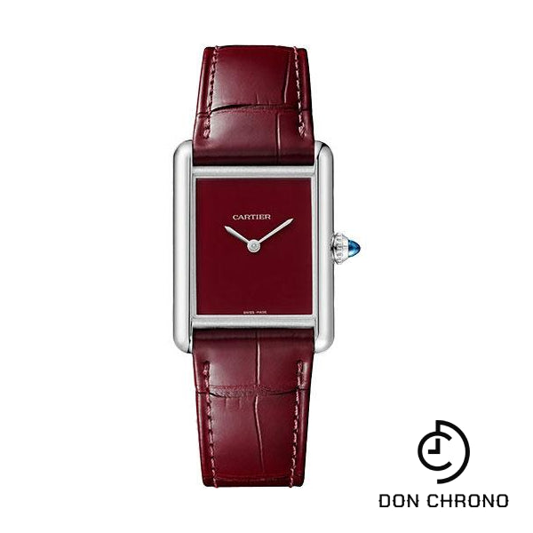 Cartier Tank Must Watch - 33.7 mm x 25.5 mm Steel Case - Claret Dial - Claret Alligator Strap - WSTA0054