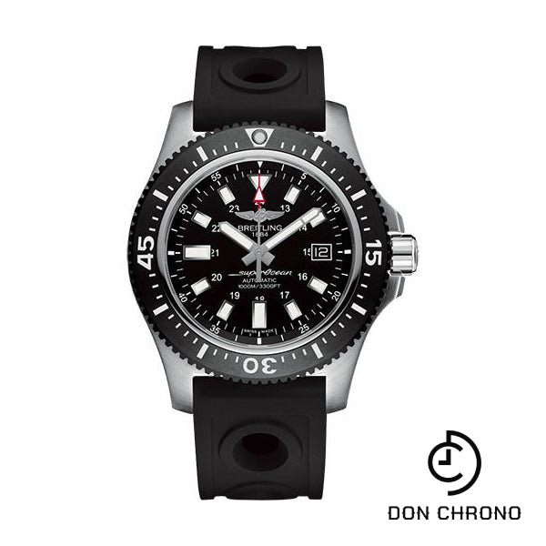 Breitling Superocean II 44 Watch - Steel - Volcano Black Dial - Black Ocean Racer II Strap - Tang Buckle - Y1739310/BF45/227S/A20SS.1