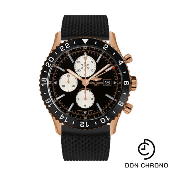Breitling Chronoliner Watch - 46mm Red Gold Case - Black Dial - Black Aero Classic Rubber Strap - R2431212/BE83-aero-classic-rubber-black-deployant