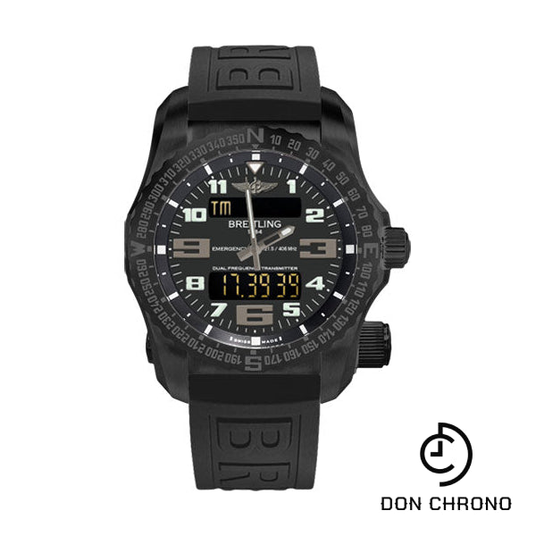 Breitling Emergency Night Mission Watch - 51mm Black Titanium Case - Volcano Black Dial - Black Diver Pro III Strap - V7632522/BC46/156S/V20DSA.4