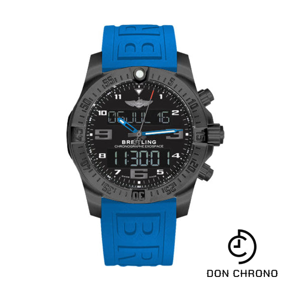 Breitling Exospace B55 Night Mission Bluetooth Chronograph Watch - 46mm Black Titanium Case - Volcano Black Dial - Blue Black Twinpro Strap - VB5510H21B1S1