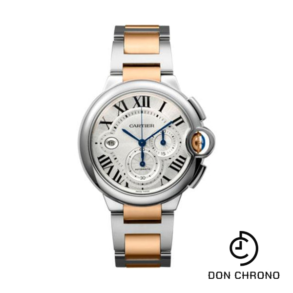 Cartier Ballon Bleu Chronograph Watch - Extra large Steel Case - Steel And Pink Gold Bracelet - W6920063