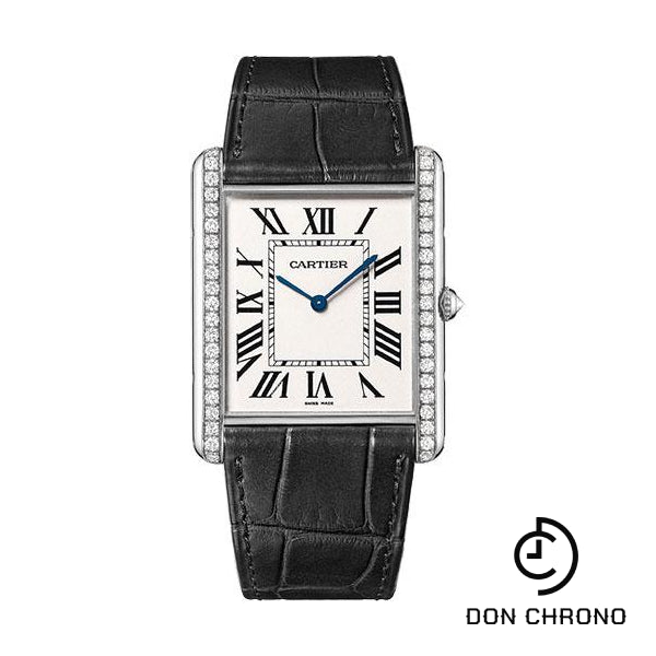 Cartier Tank Louis Cartier Watch - Extra large White Gold Diamond Case - Black Alligator Strap - WT200006