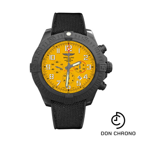 Breitling Avenger Hurricane Watch - 50mm Breitlight Case - Cobra Yellow Dial - Anthracite Black Military Rubber Strap - XB0170E4/I533-military-rubber-anthracite-black-folding
