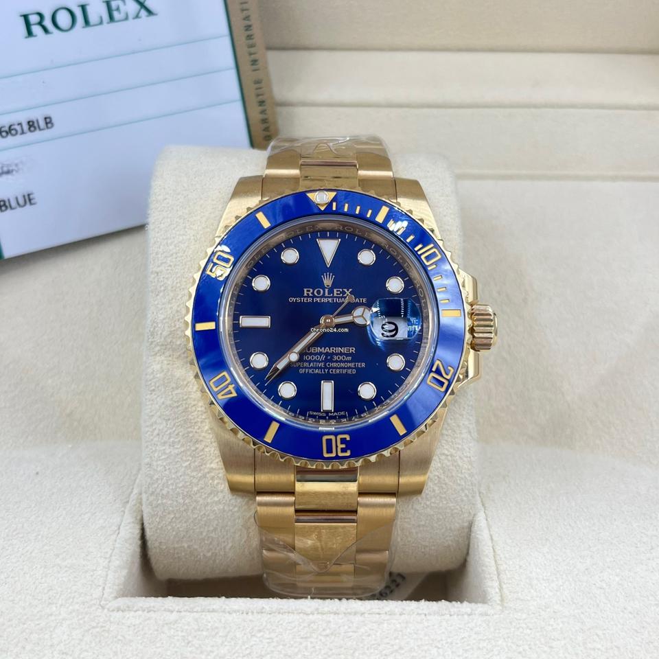 Rolex Submariner Date 116618LB 40mm Blue Dial And Bezel Yellow Gold Oyster Bracelet