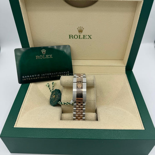 Rolex Everose Rolesor Datejust 36 Watch - Fluted Bezel - White Fluted Motif Index Dial - Jubilee Bracelet - 126231