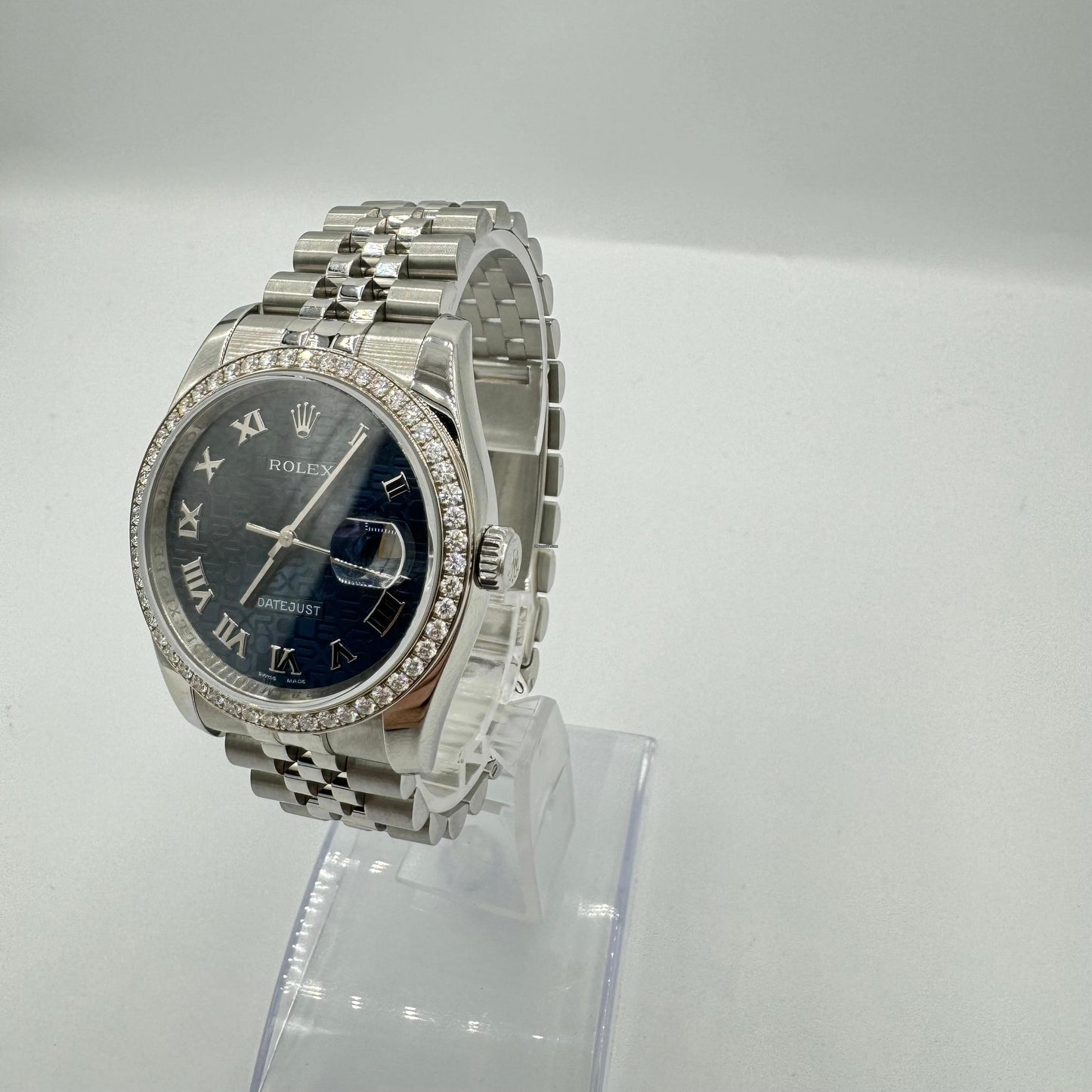 Rolex Steel and White Gold Datejust 36 Watch - 52 Diamond Bezel - Blue Dial - Jubilee Bracelet - 116244